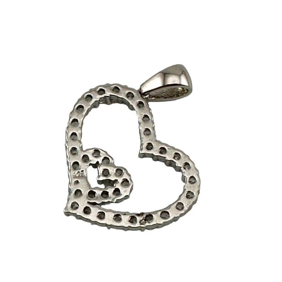 Sterling Silver Double Heart CZ Pendant with Bail - Picture 2 of 8